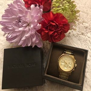 Michael Kors gold watch with tortoise detail